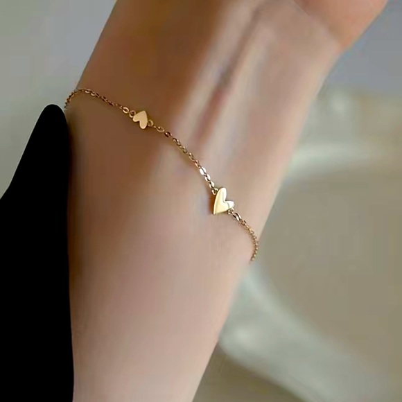 Jewelry Three Tiny Heart Dainty Simple Bracelet In Gold Poshmark